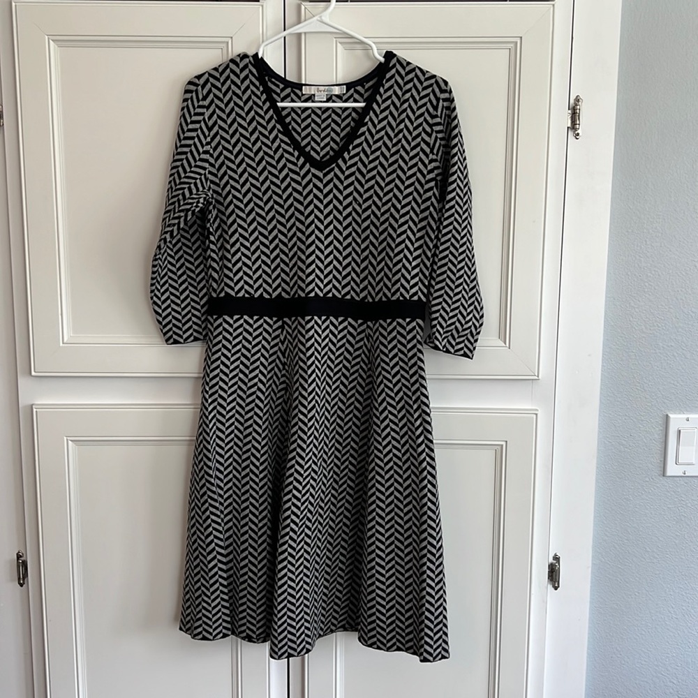 Boden 3/4 sleeve black and gray sweater dress